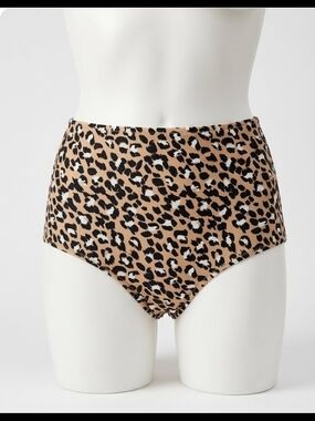 aerie Leopard Print High Waist Bikini Bottoms - tan, black, white